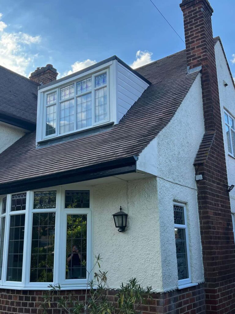 This is a photo of a dormer window which has just had some repairs carried out where the roof and the dormer meet. Works carried out by Chislehurst Roofing Repairs